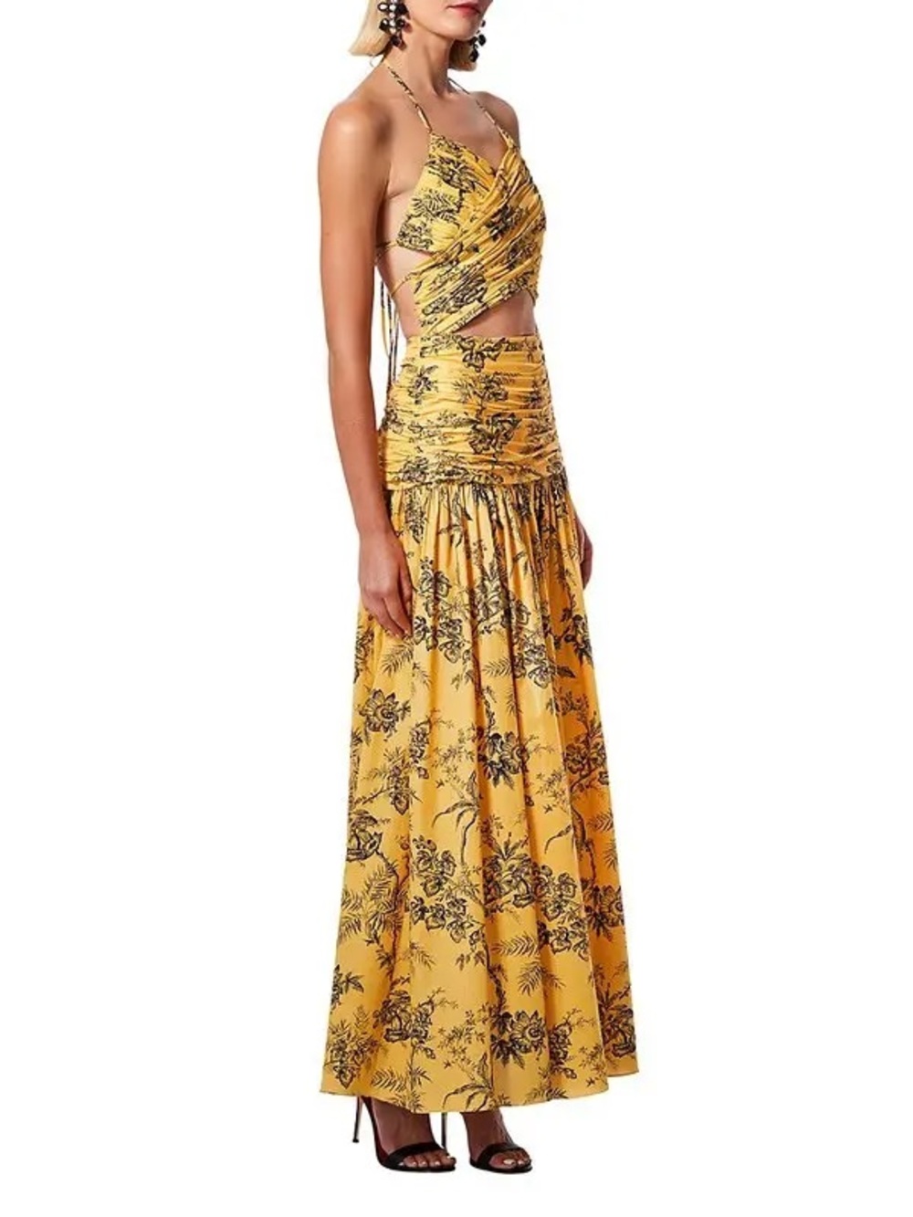 Carolina Herrera Yellow Floral Cutout Maxi - Picture 6 of 7